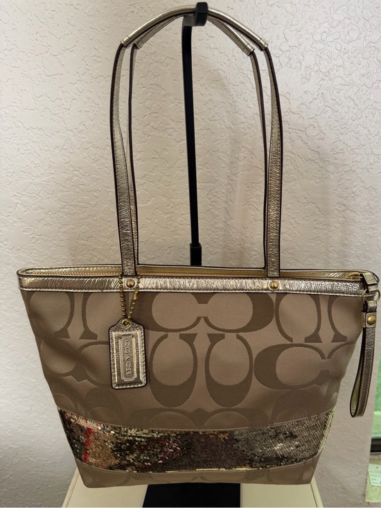 Coach Handbags - Coach Signature Sequin Tote Bag